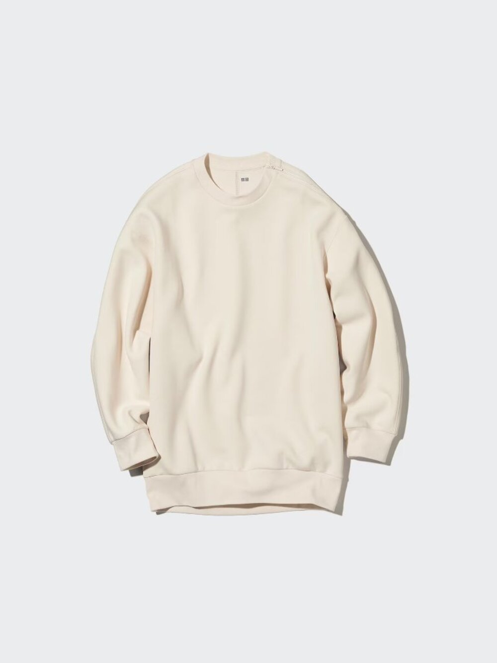 NWT Uniqlo Dry Sweat Relaxed Crew Neck Long-Sleeve Shirt Off White